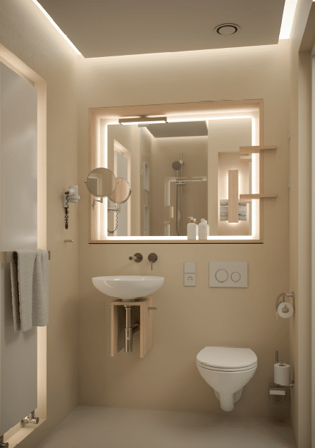 Visualisierung eines neuen Badezimmers im Hotel Baseler Hof